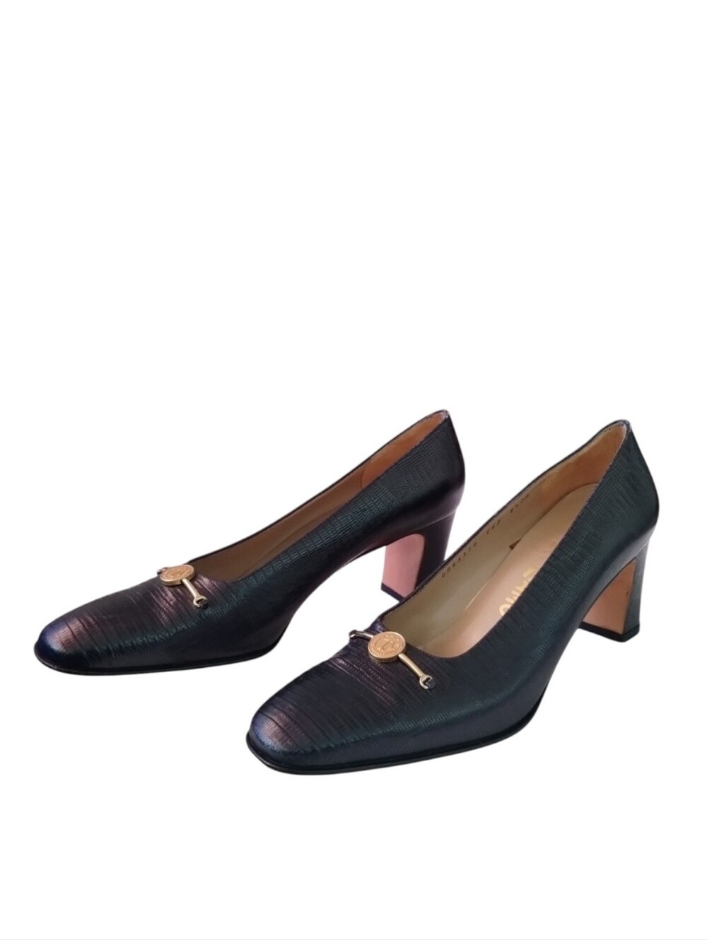 Vintage Salvatore Ferragamo Pump Heels Women's 8.5 Lizard Leather Narrow